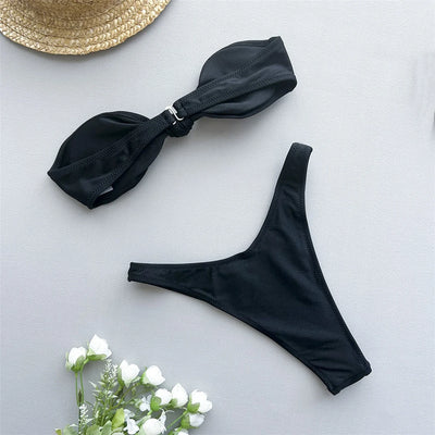 Maillot de bain deux pieces sans bretelles