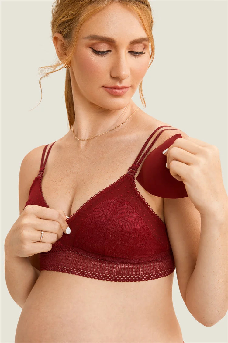 Soutien-gorge d'allaitement en dentelle légèrement rembourrée