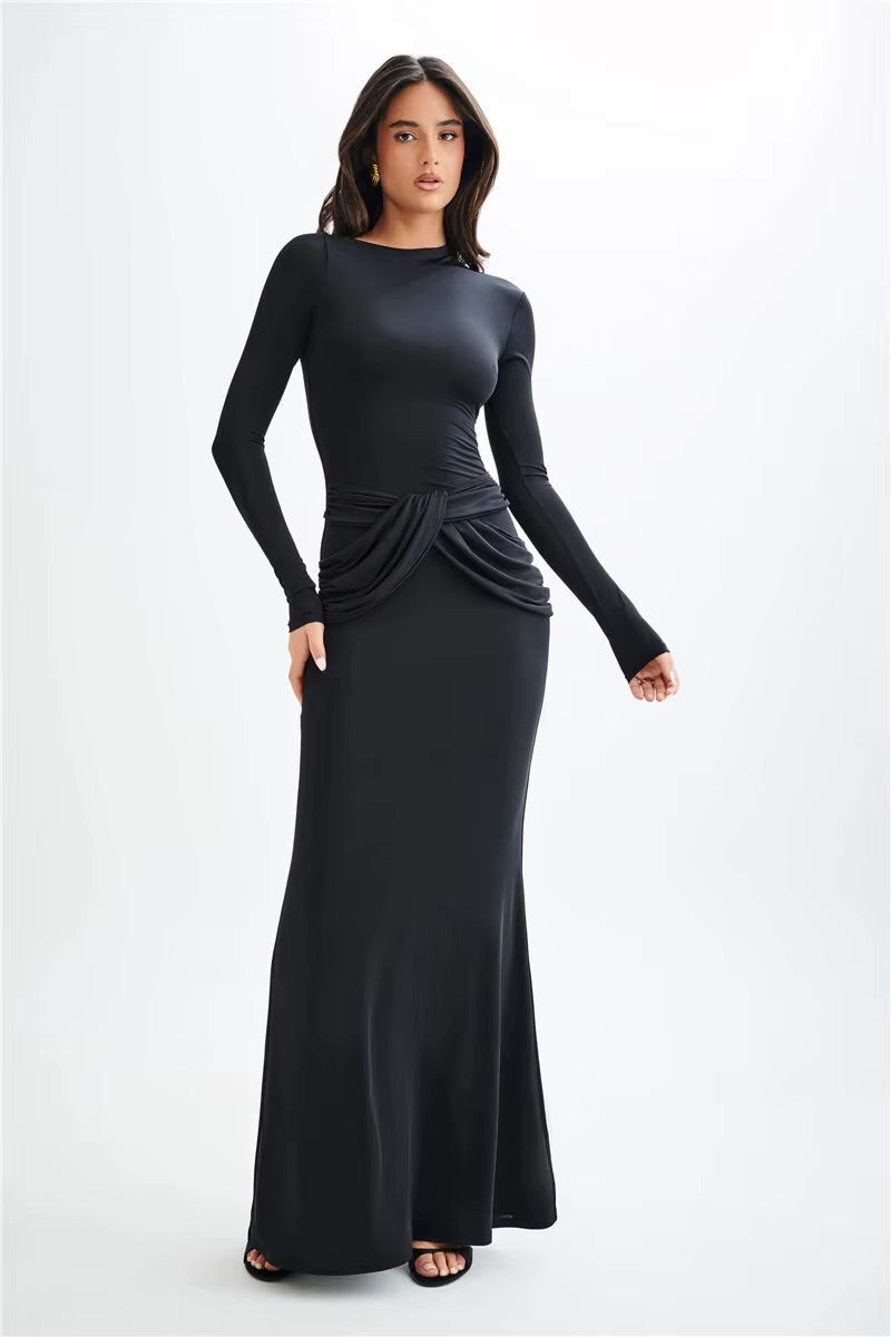 Robe longue taille drapée