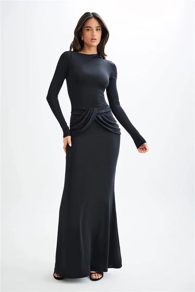 Robe longue taille drapée