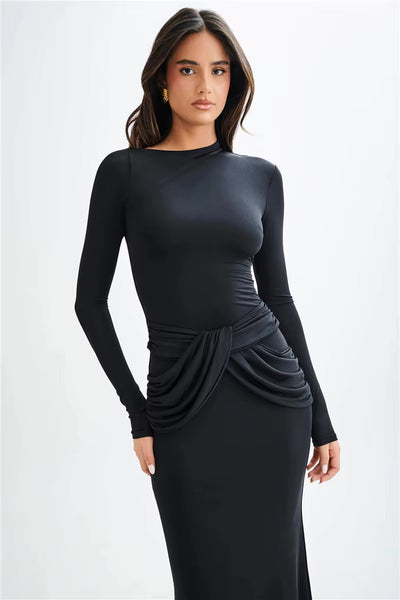 Robe longue taille drapée
