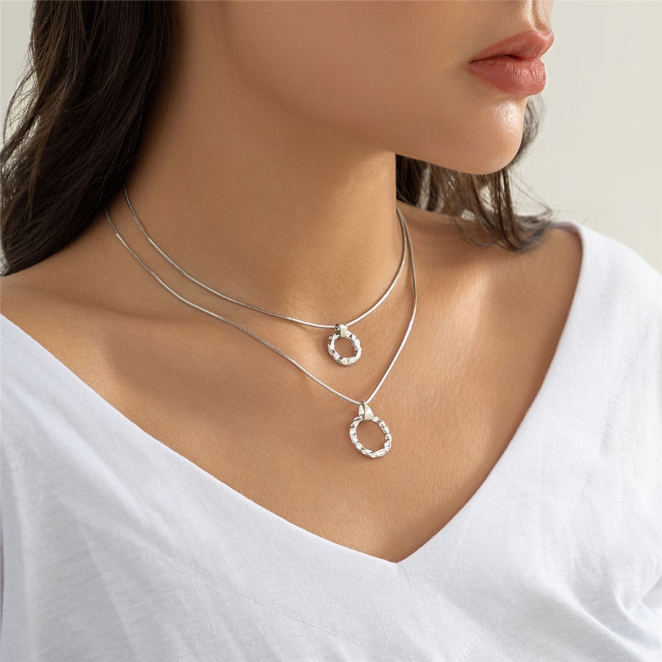 Collier double cercles fins