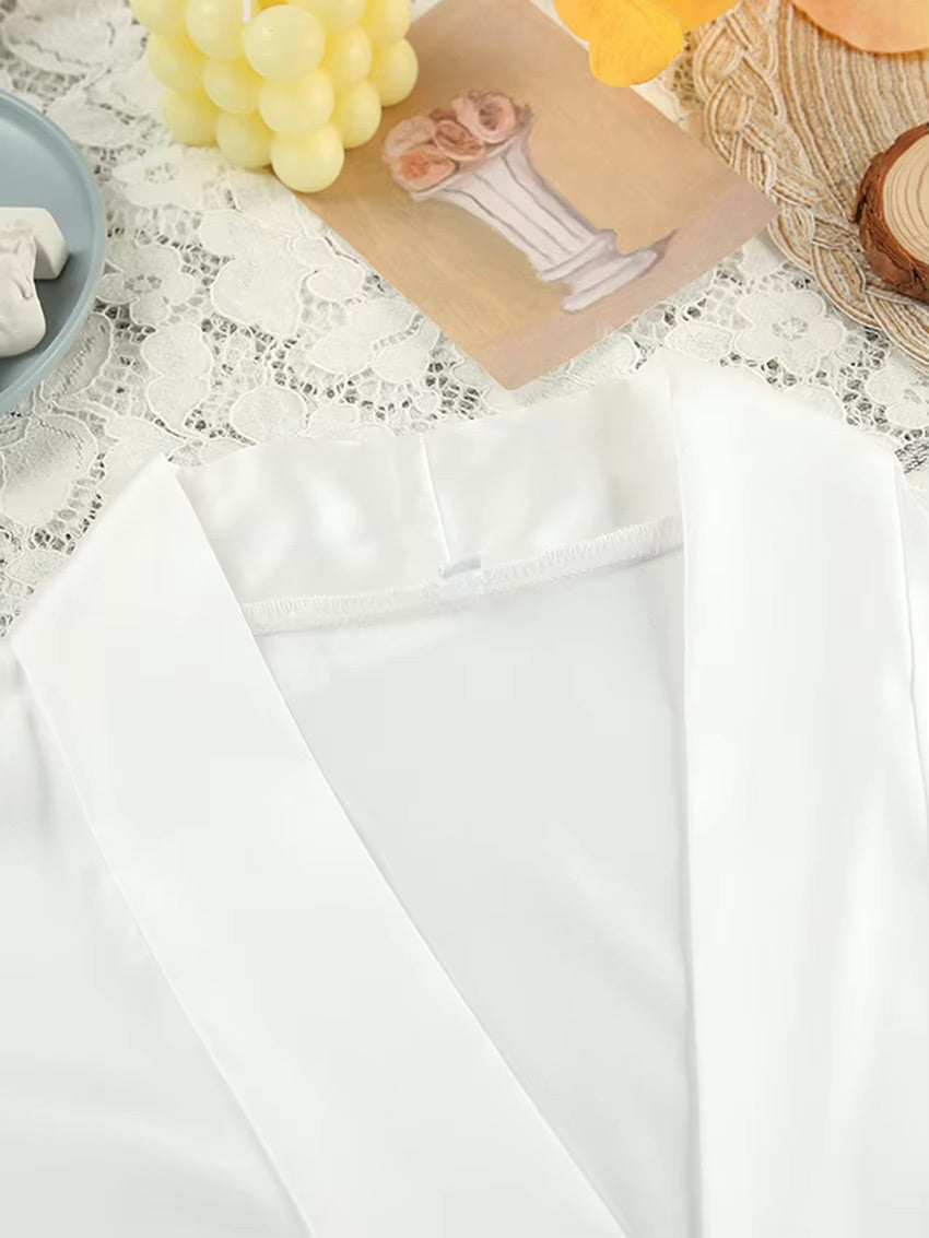 Kimono long en satin blanc