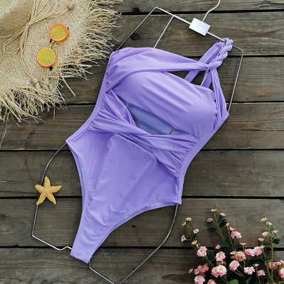 Maillot de bain torsadé une bretelle