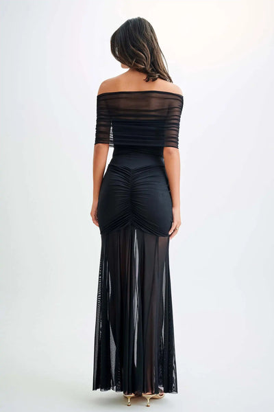 Robe longue bustier jupe voile