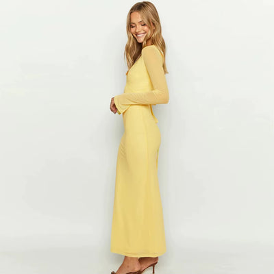 Robe longue décolleté croisé