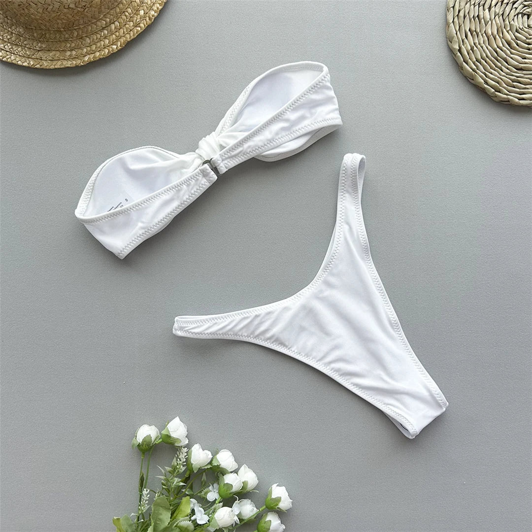 Maillot de bain deux pieces sans bretelles