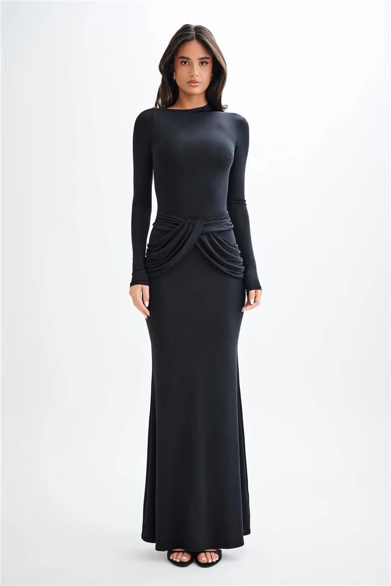 Robe longue taille drapée