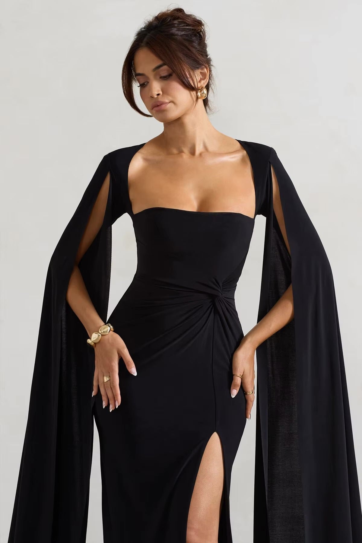 Robe à fente manches ultra longues