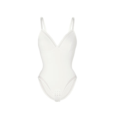 Body gainant blanc col en V