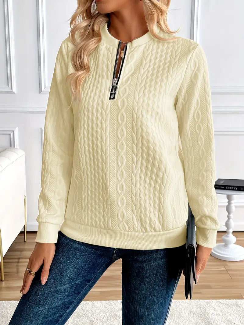 Pull Manches Longues avec Tricot Torsadé