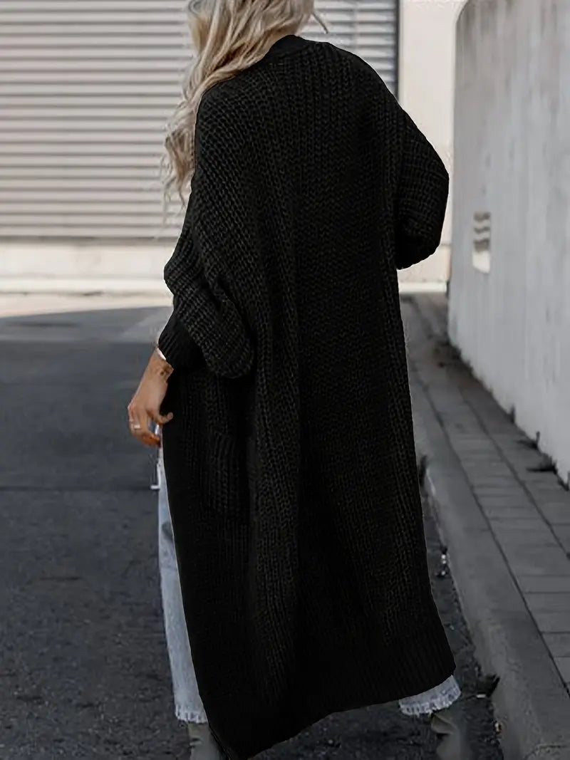 Cardigan long en tricot avec poches