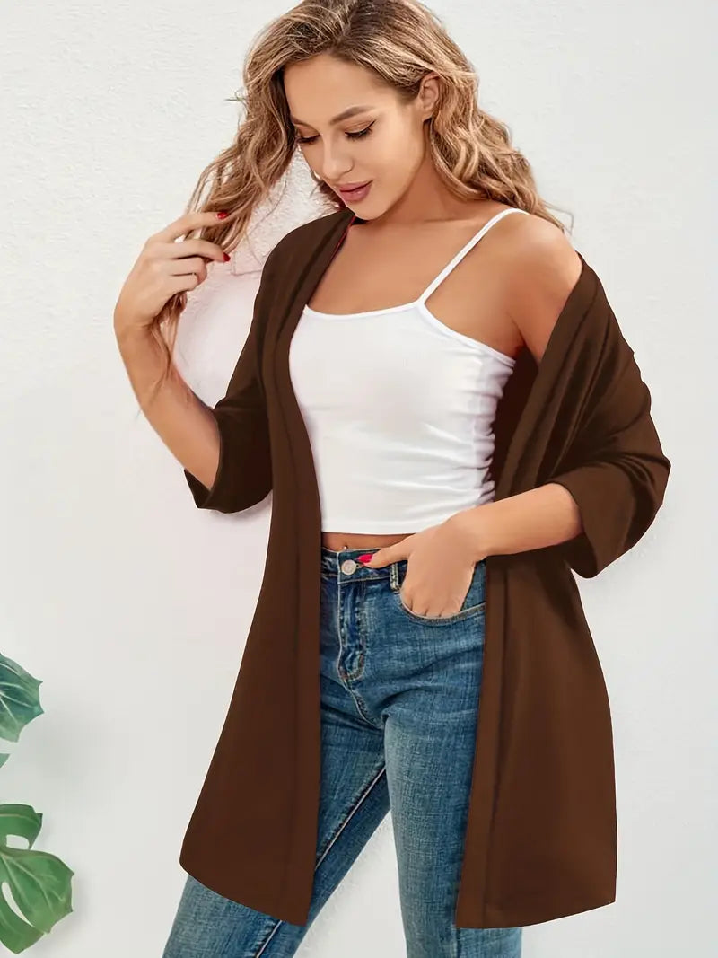 Cardigan grande taille simple mi-long