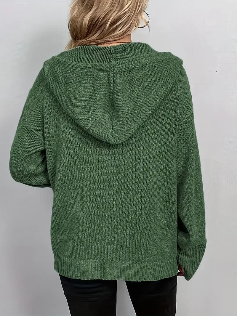 Cardigan tricoté à capuche et cordon