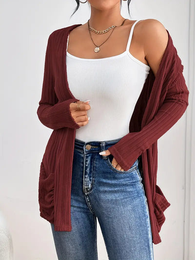 Cardigan long loose avec poches
