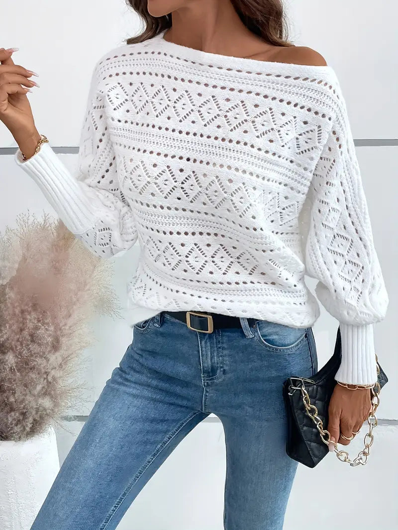 Pull à epaules dénudées semi-transparent