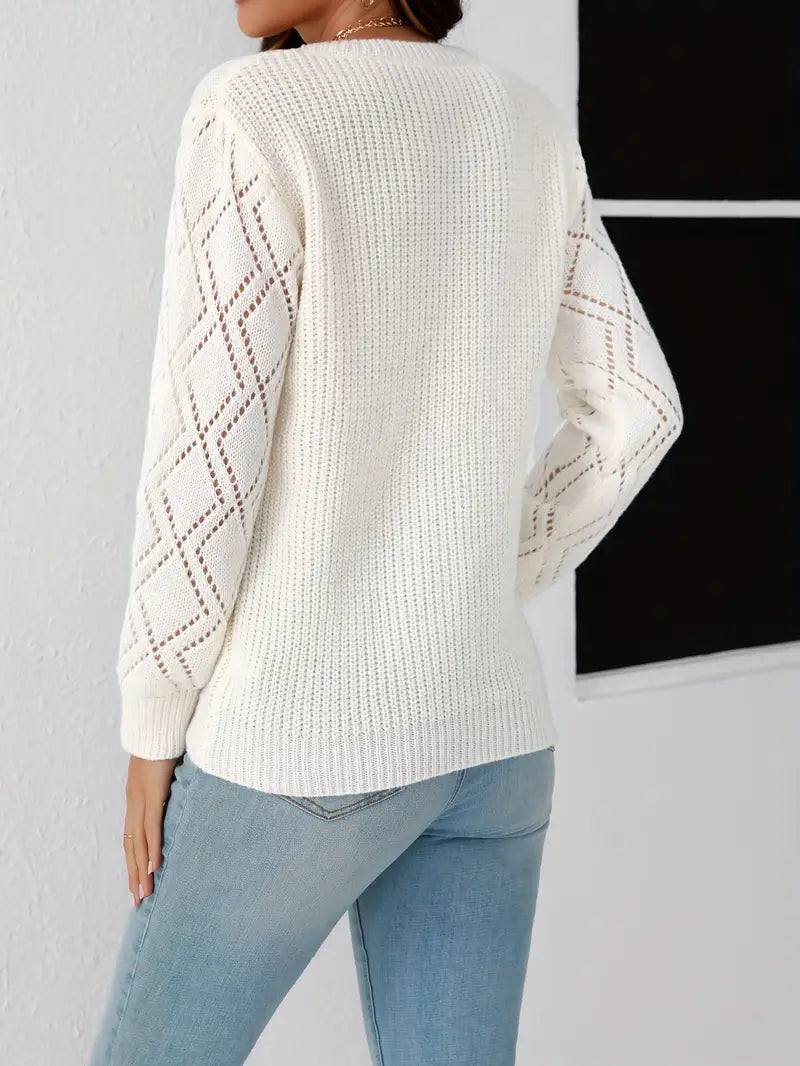 Pull col V avec motifs losanges