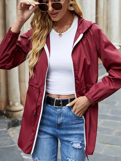 Veste légère à capuche mi-longue