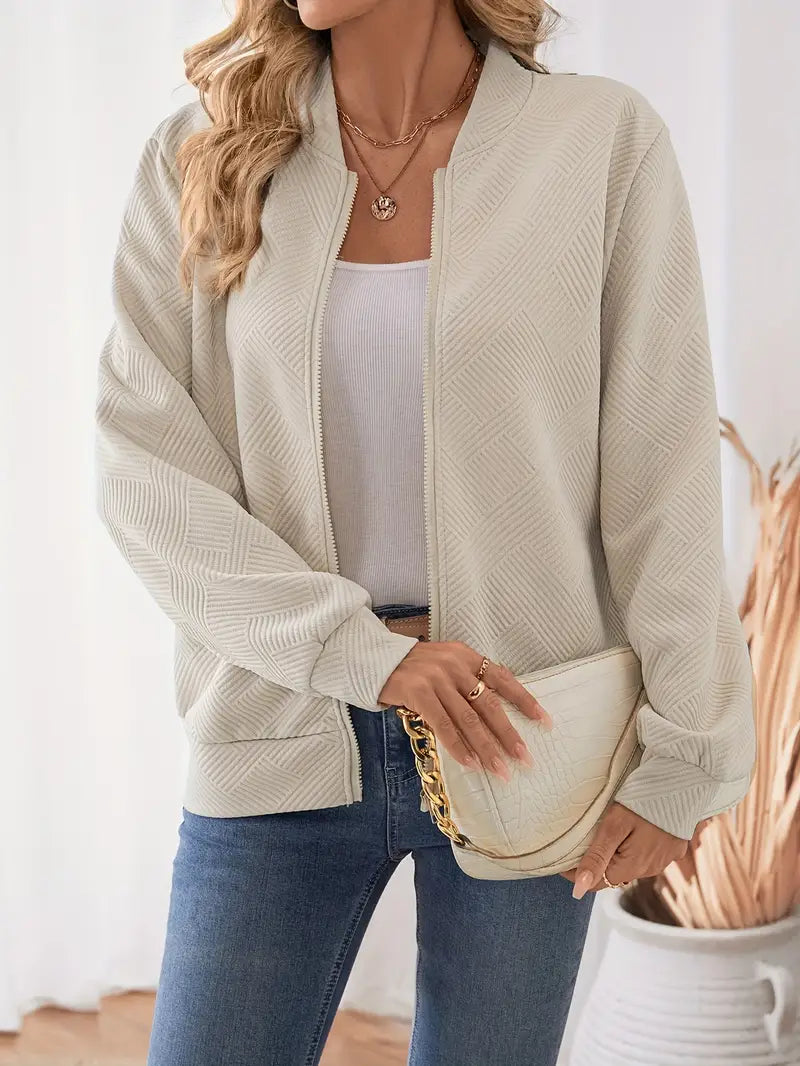 Veste légère élégante col zippé manches longues