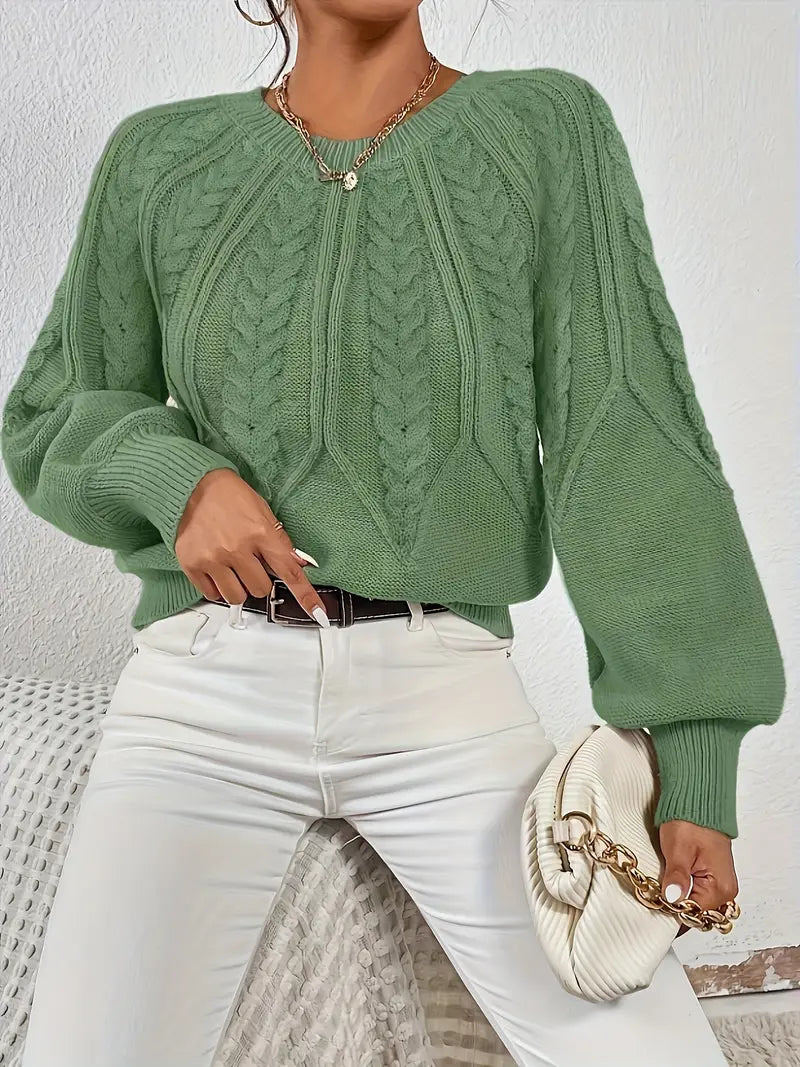 Pull à col rond tressé