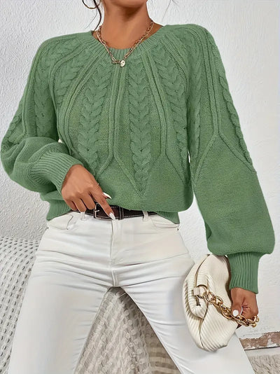 Pull à col rond tressé