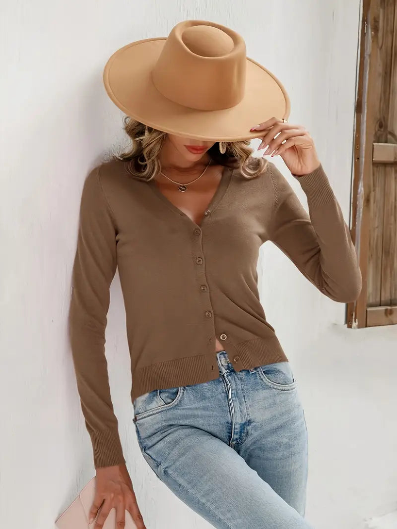 Cardigan simple col V avec boutons