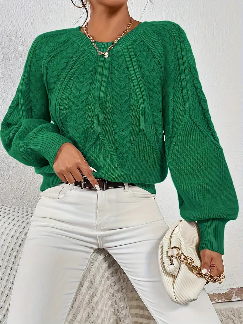 Pull à col rond tressé