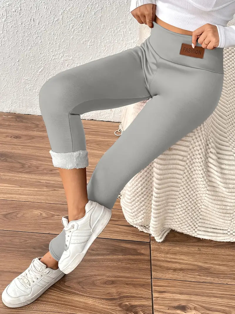 Legging taille haute doublé polaire avec effet remonte-fesses
