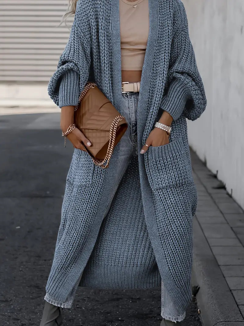 Cardigan long en tricot avec poches