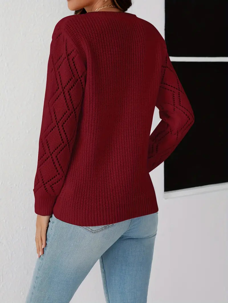 Pull col V avec motifs losanges