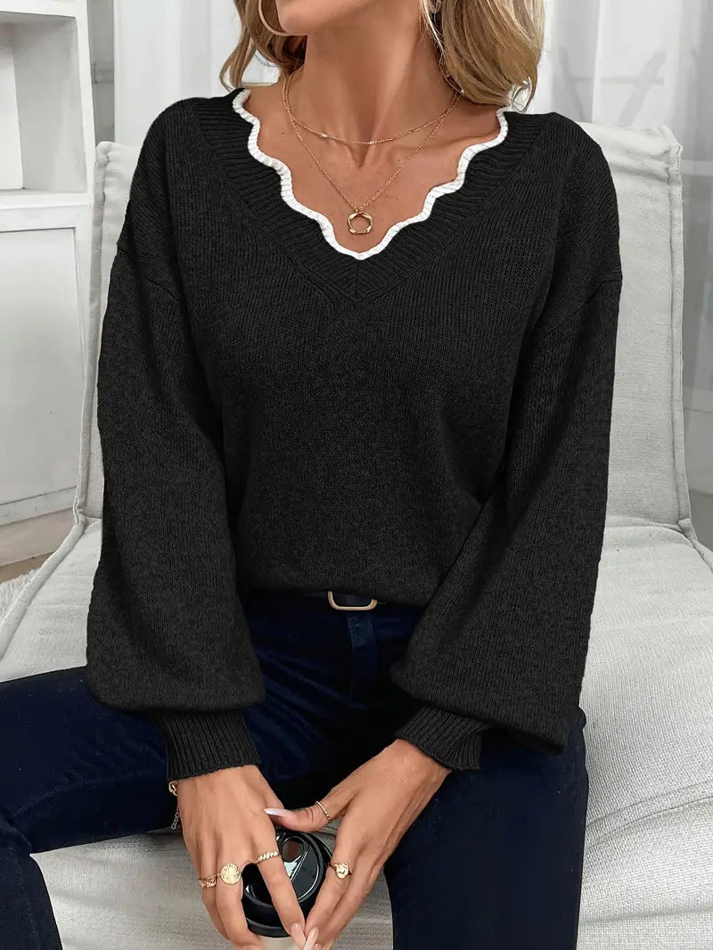 Pull Col V avec noeud