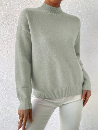 Pull élégant pour femme à col montant manches longues