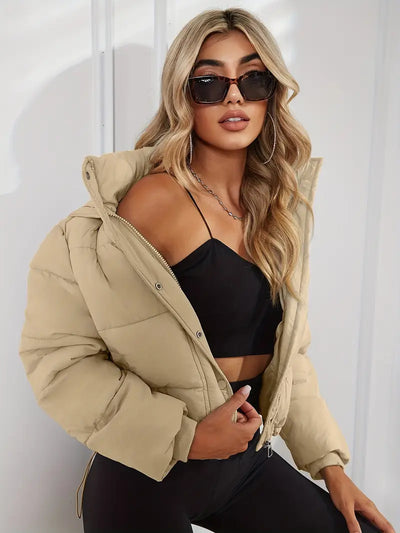 Veste courte matelassée chaude avec cordon ajustable