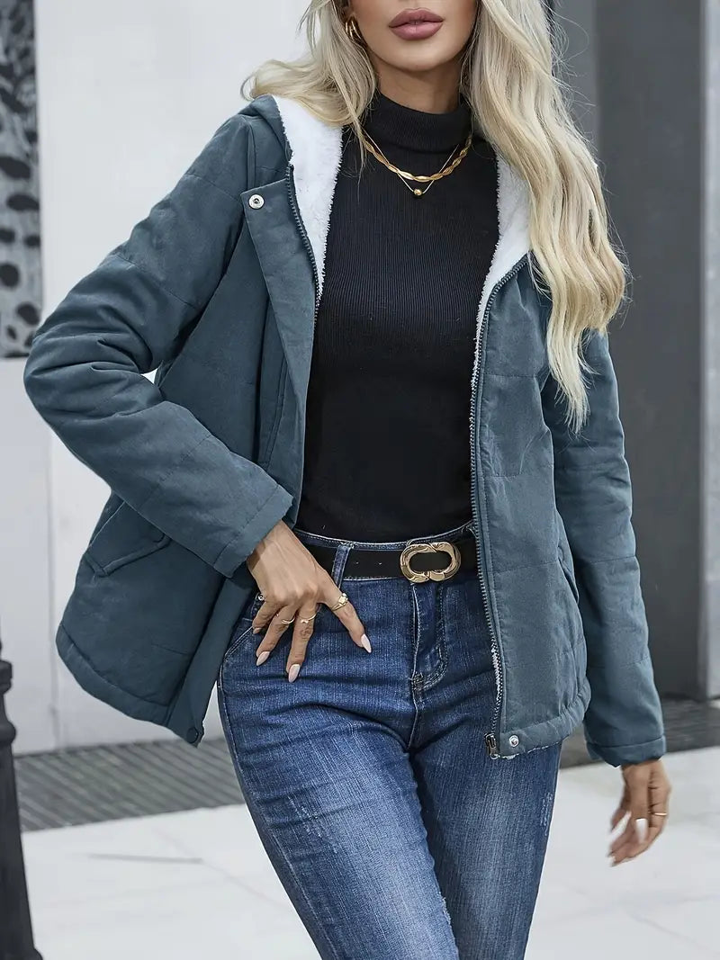 Veste légère à capuche interieur polaire