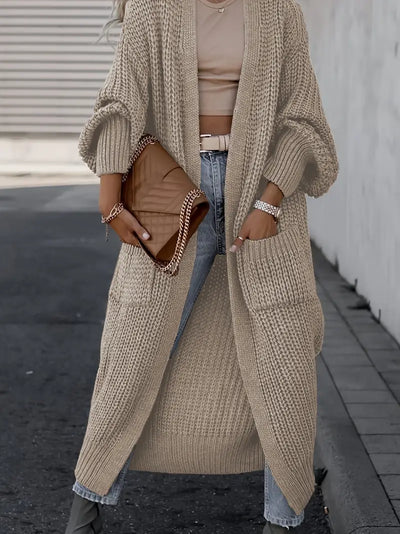Cardigan long en tricot avec poches