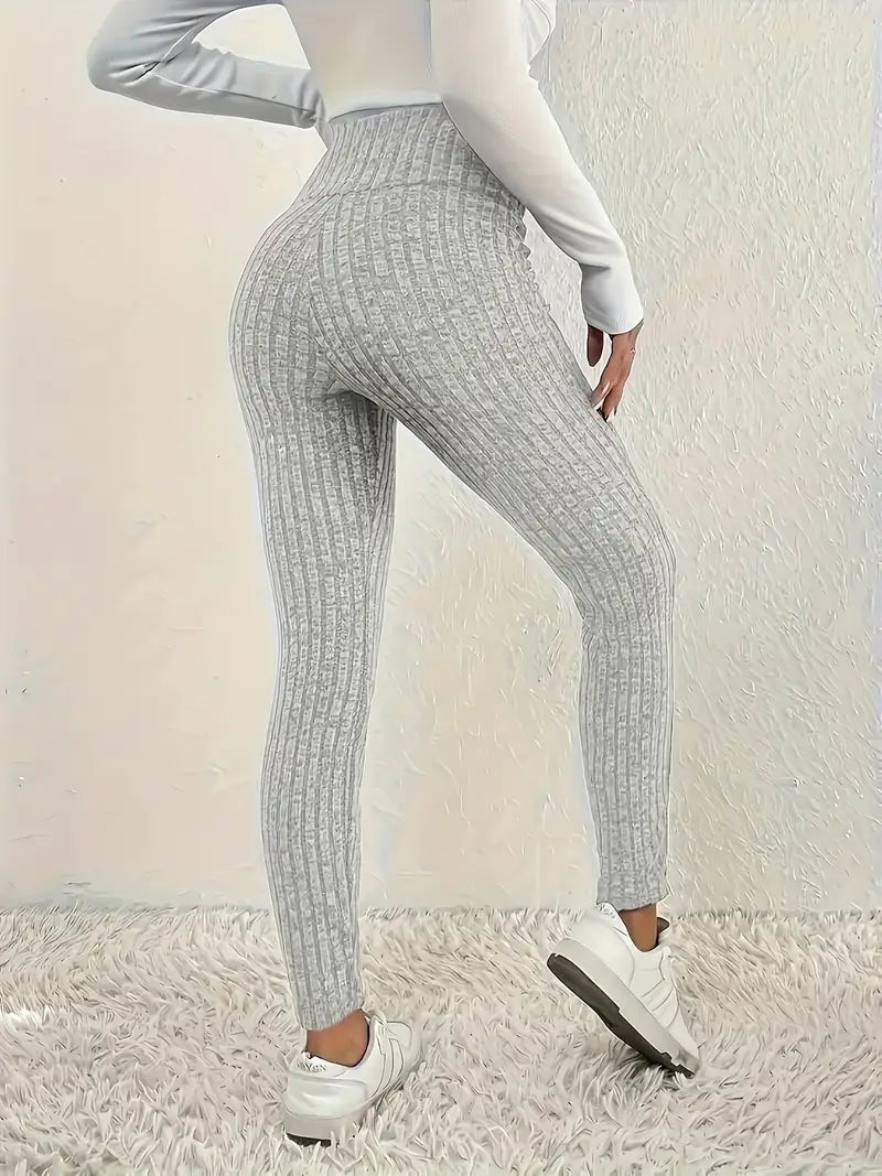 Legging gris clair taille haute à bouton
