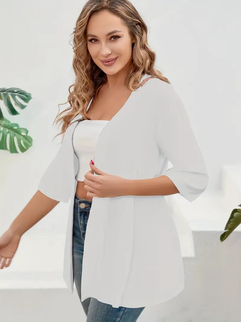 Cardigan grande taille simple mi-long