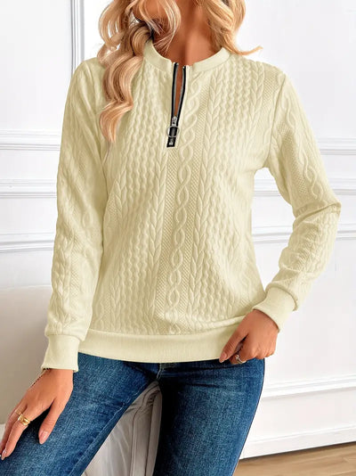 Pull Manches Longues avec Tricot Torsadé
