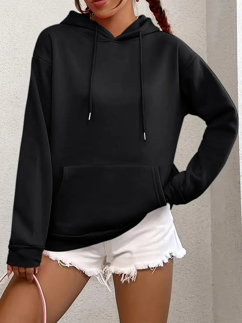 Sweat à capuche uni doublure chaude