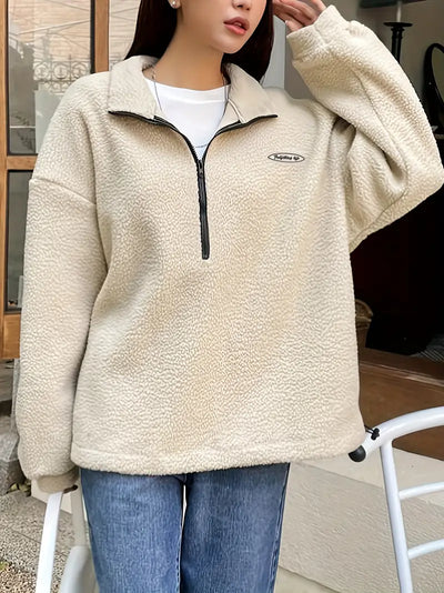 Sweat confortable col zippé en peluche