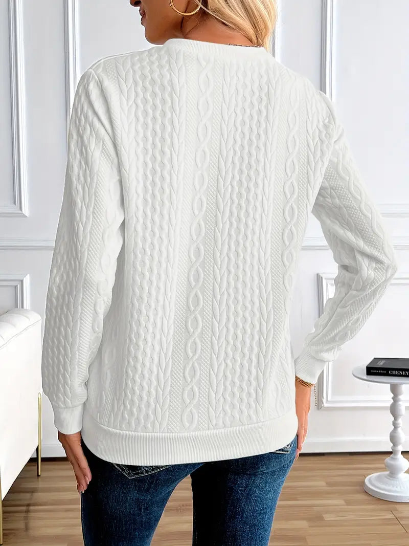 Pull Manches Longues avec Tricot Torsadé