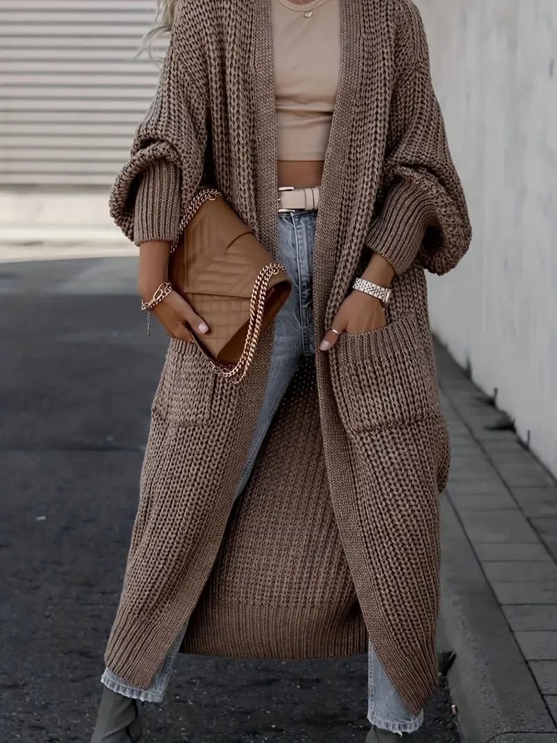 Cardigan long en tricot avec poches