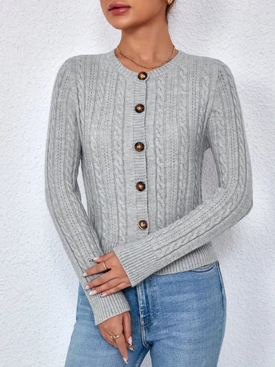 Gilet boutonné en maille torsadée