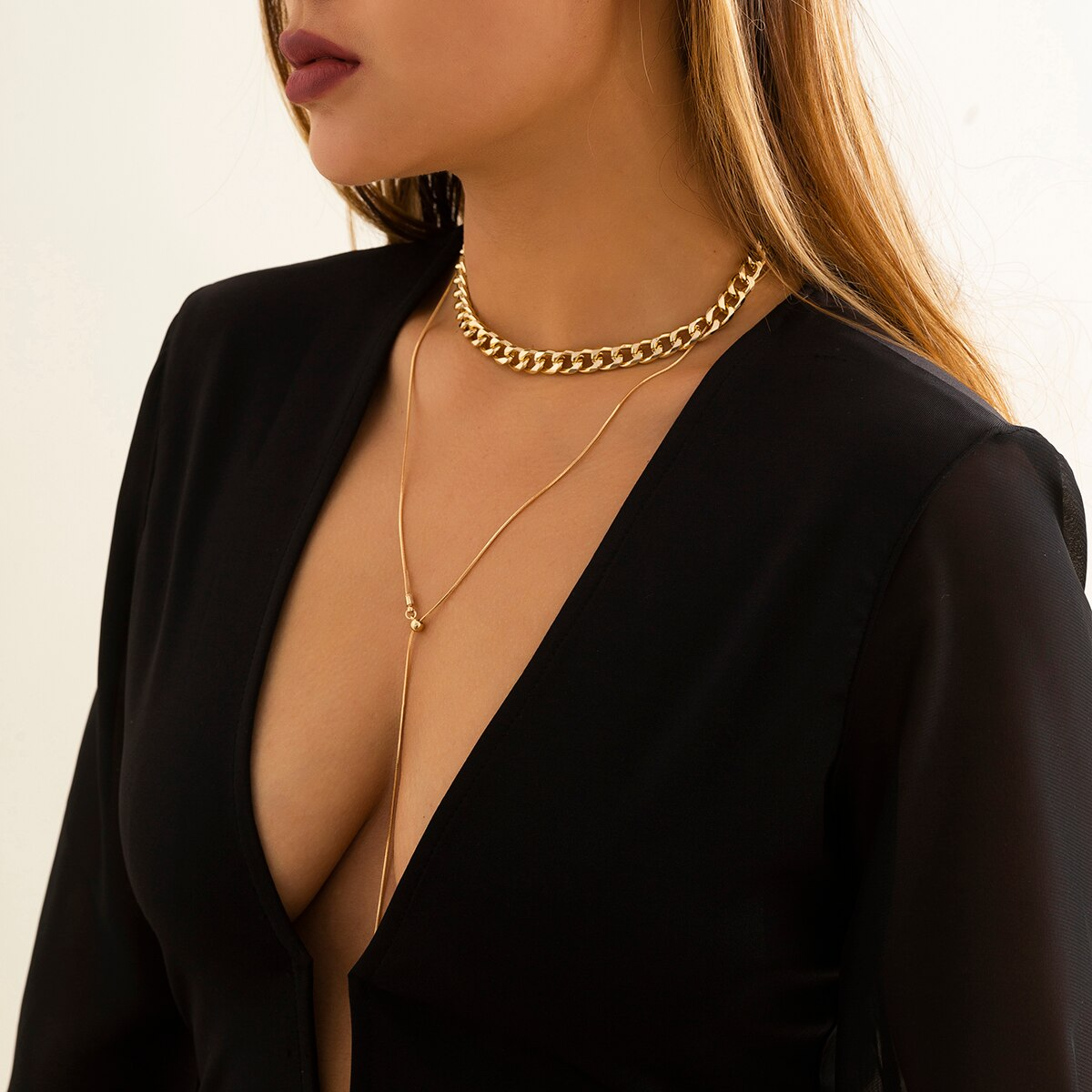 Collier long pendentif et chaine