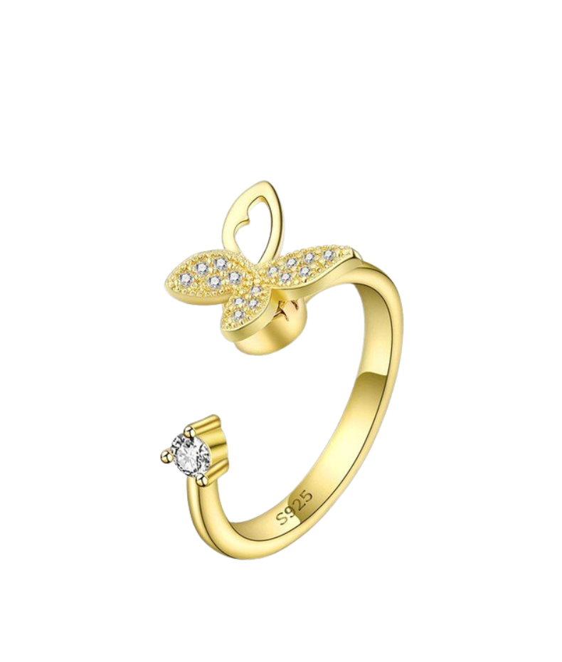 Bague relaxante papillon Or