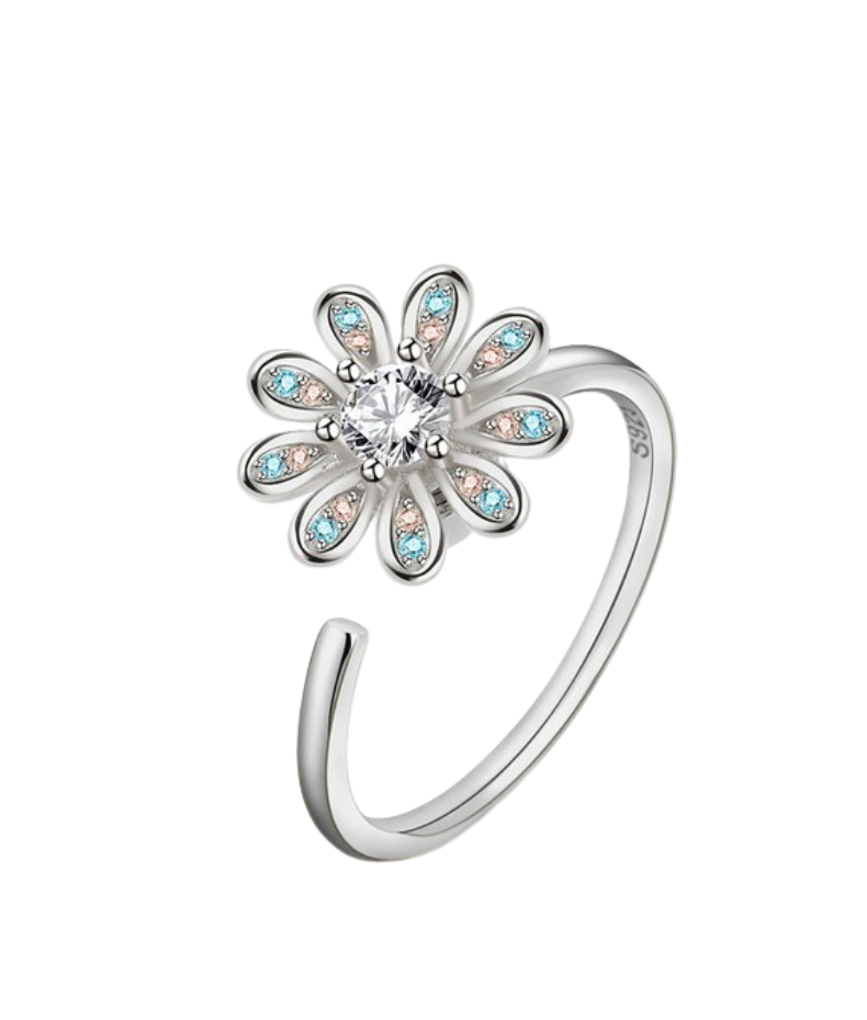 Bague relaxante marguerite Argent