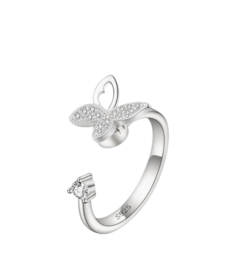 Bague relaxante papillon Argent