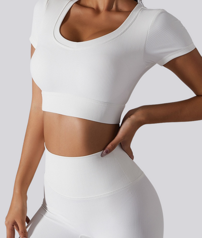 Top de ioga de manga curta