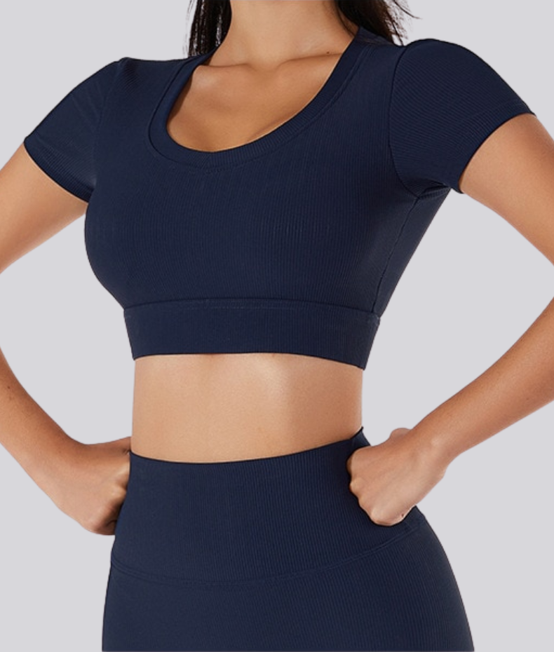 Top de ioga de manga curta