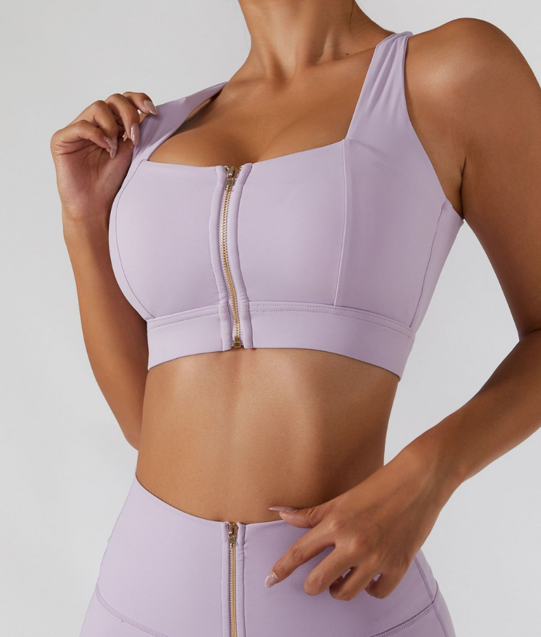 Zip-up yoga bra